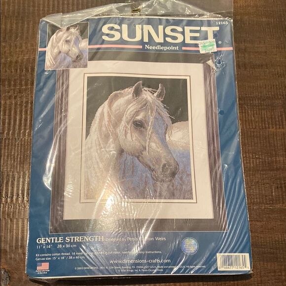 Sunset Needlepoint Kit - Gentle Strength - White Horse Design - Picture 1 of 5